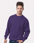 Bayside 1102 Unisex USA-Made Crewneck Sweatshirt - Purple - model front