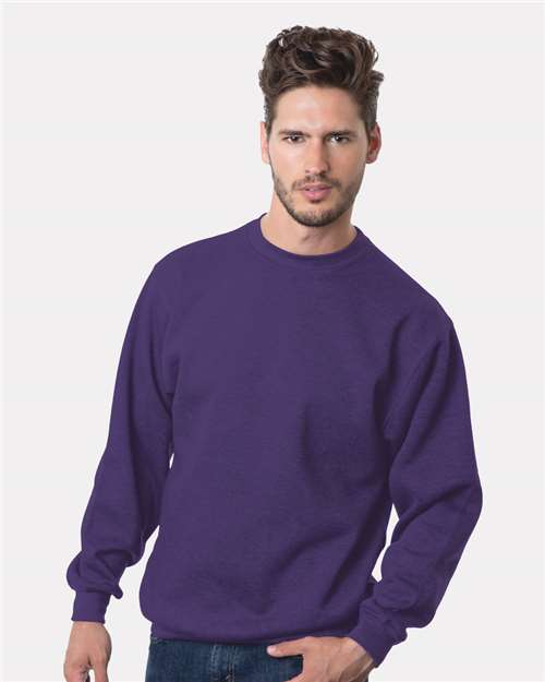 Bayside 1102 Unisex USA-Made Crewneck Sweatshirt - Purple - model front