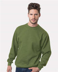 Bayside 1102 Unisex USA-Made Crewneck Sweatshirt - Olive - model front