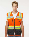 Kishigo S5002-5003 Unisex Premium Black Series Surveyors Vest - Orange - model front