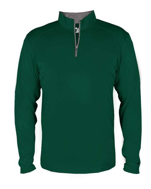 Badger 4102 Men's B-Core Quarter-Zip Pullover - Forest/ Graphite - front