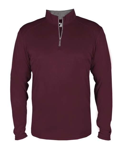 Badger 4102 Men's B-Core Quarter-Zip Pullover - Maroon/ Graphite - front