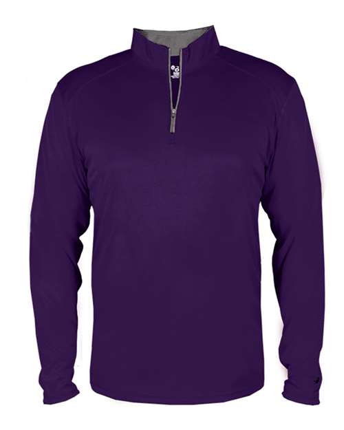 Badger 4102 Men's B-Core Quarter-Zip Pullover - Purple/ Graphite - front
