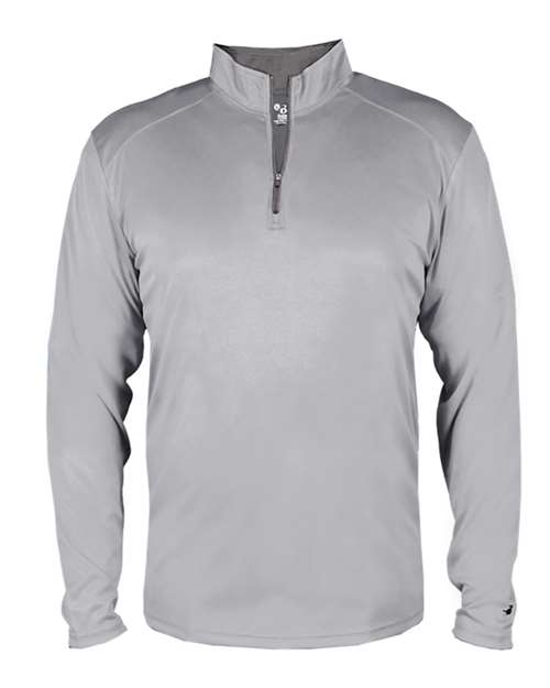 Badger 4102 Men's B-Core Quarter-Zip Pullover - Silver/ Graphite - front