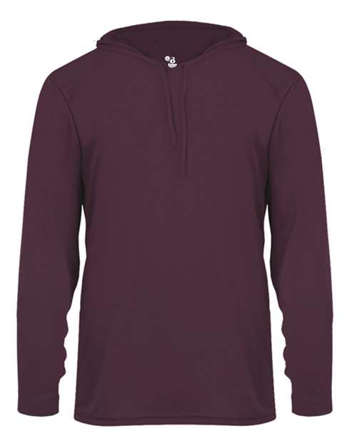 Badger 4105 Unisex B-Core Hooded Long Sleeve T-Shirt - Maroon - front