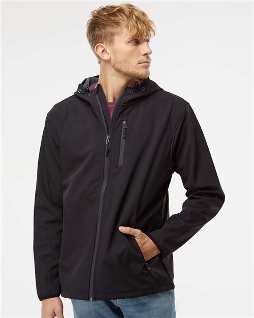 Independent Trading Co. EXP35SSZ Men's Poly-Tech Soft Shell Jacket - Black - model front