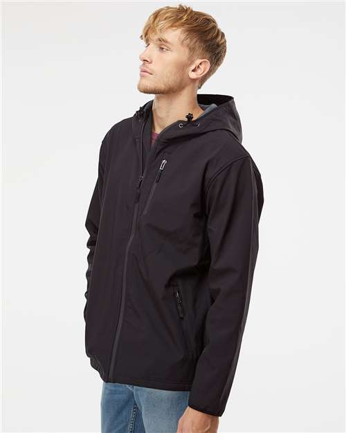 Independent Trading Co. EXP35SSZ Men's Poly-Tech Soft Shell Jacket - Black - model side