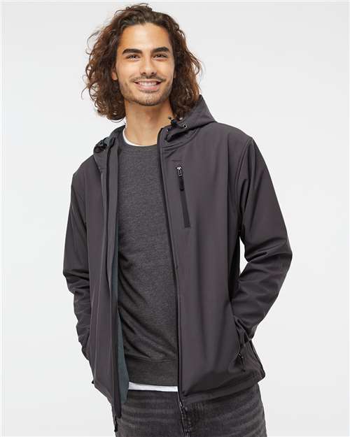Independent Trading Co. EXP35SSZ Men's Poly-Tech Soft Shell Jacket - Graphite - model front