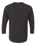 Next Level 6051 Unisex Triblend Three-Quarter Raglan T-Shirt - Vintage Black Sleeves/ Vintage Black Body - back
