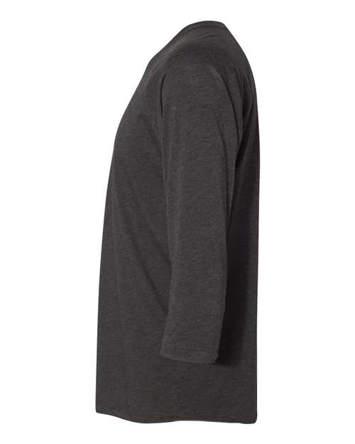 Next Level 6051 Unisex Triblend Three-Quarter Raglan T-Shirt - Vintage Black Sleeves/ Vintage Black Body - side