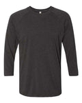 Next Level 6051 Unisex Triblend Three-Quarter Raglan T-Shirt - Vintage Black Sleeves/ Vintage Black Body - front