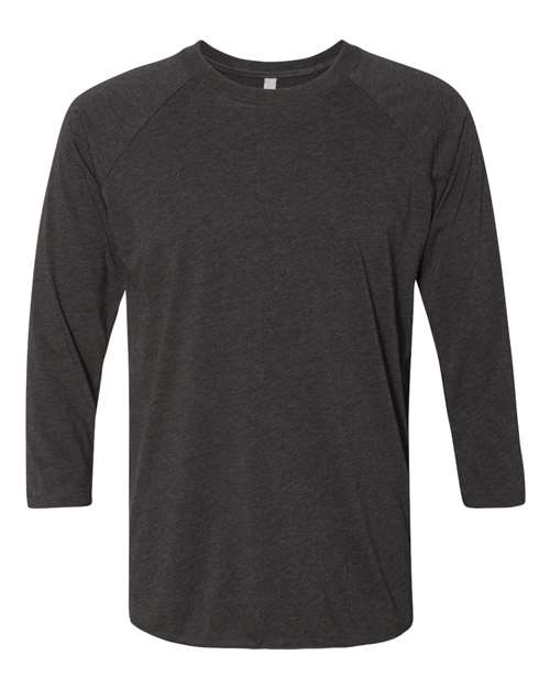Next Level 6051 Unisex Triblend Three-Quarter Raglan T-Shirt - Vintage Black Sleeves/ Vintage Black Body - front