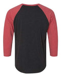 Next Level 6051 Unisex Triblend Three-Quarter Raglan T-Shirt - Vintage Red Sleeves/ Vintage Black Body - back