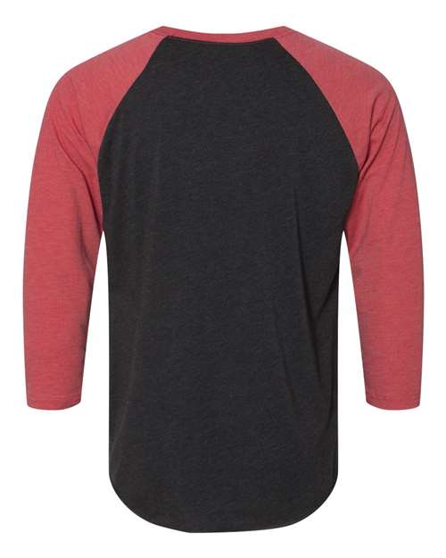 Next Level 6051 Unisex Triblend Three-Quarter Raglan T-Shirt - Vintage Red Sleeves/ Vintage Black Body - back