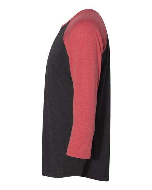 Next Level 6051 Unisex Triblend Three-Quarter Raglan T-Shirt - Vintage Red Sleeves/ Vintage Black Body - side