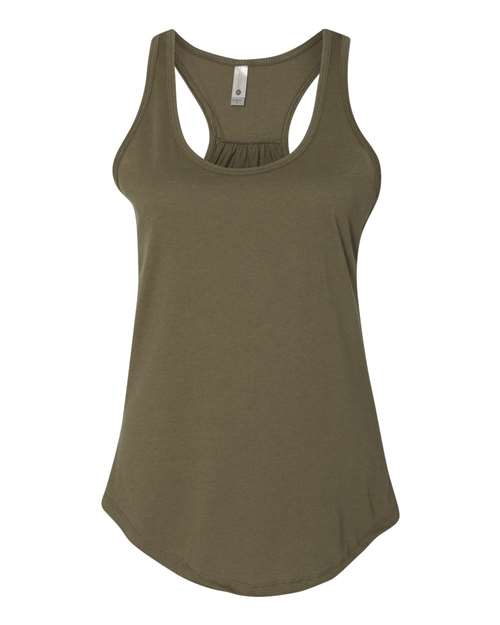 Next Level 6338 Women's Gathered Racerback Tank - Military Green - front