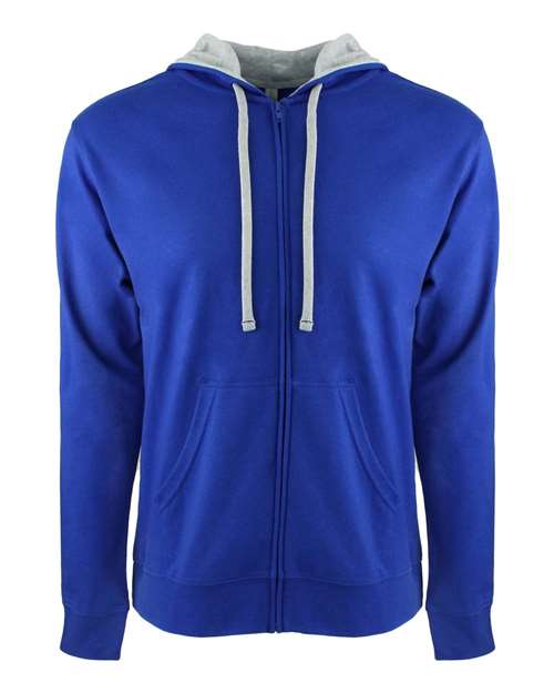 Next Level 9601 Unisex Laguna Full-Zip Hoodie Sweatshirt - Royal/ Heather Grey - front
