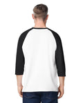 Gildan 5700 Unisex Heavy Cotton Raglan Three-Quarter Sleeve T-Shirt - White/ Black - model back