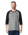 Gildan 5700 Unisex Heavy Cotton Raglan Three-Quarter Sleeve T-Shirt - Sport Grey/ Black - model front