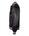 Augusta Sportswear 3610 Unisex Satin Baseball Jacket Striped Trim - Black/ White - side