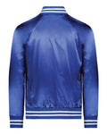 Augusta Sportswear 3610 Unisex Satin Baseball Jacket Striped Trim - Royal/ White - back