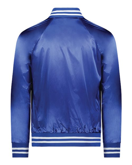 Augusta Sportswear 3610 Unisex Satin Baseball Jacket Striped Trim - Royal/ White - back