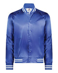Augusta Sportswear 3610 Unisex Satin Baseball Jacket Striped Trim - Royal/ White - front