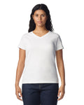 Gildan 5V00L Women's Heavy Cotton V-Neck T-Shirt - White - model front