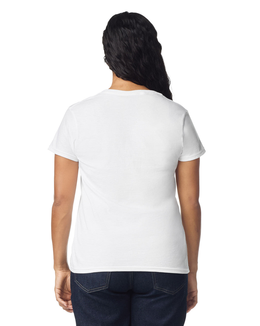 Gildan 5V00L Women's Heavy Cotton V-Neck T-Shirt - White - model back