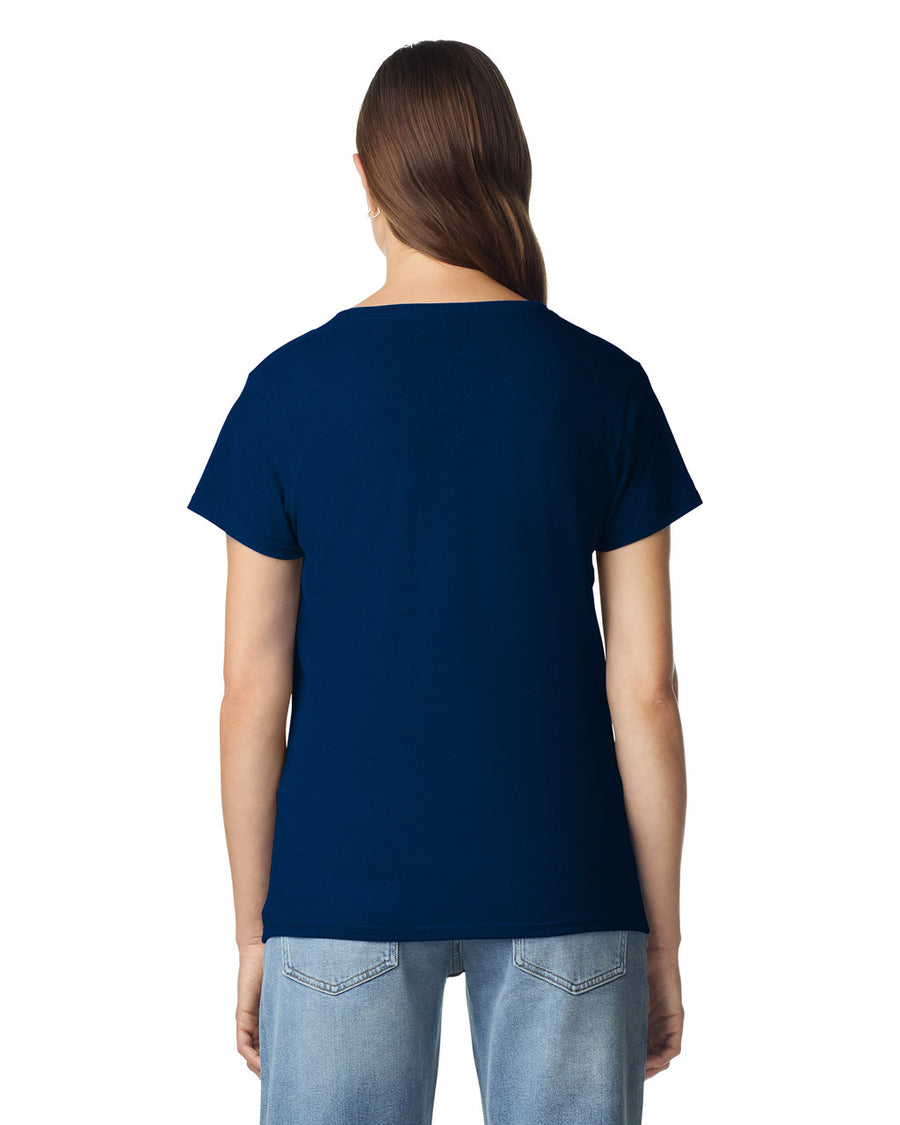 Gildan 5V00L Women's Heavy Cotton V-Neck T-Shirt - Navy - model back