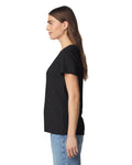 Gildan 5V00L Women's Heavy Cotton V-Neck T-Shirt - Black - model side