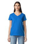 Gildan 5V00L Women's Heavy Cotton V-Neck T-Shirt - Royal - model back