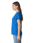 Gildan 5V00L Women's Heavy Cotton V-Neck T-Shirt - Royal - model side