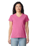 Gildan 5V00L Women's Heavy Cotton V-Neck T-Shirt - Azalea - model front