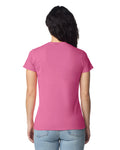 Gildan 5V00L Women's Heavy Cotton V-Neck T-Shirt - Azalea - model back