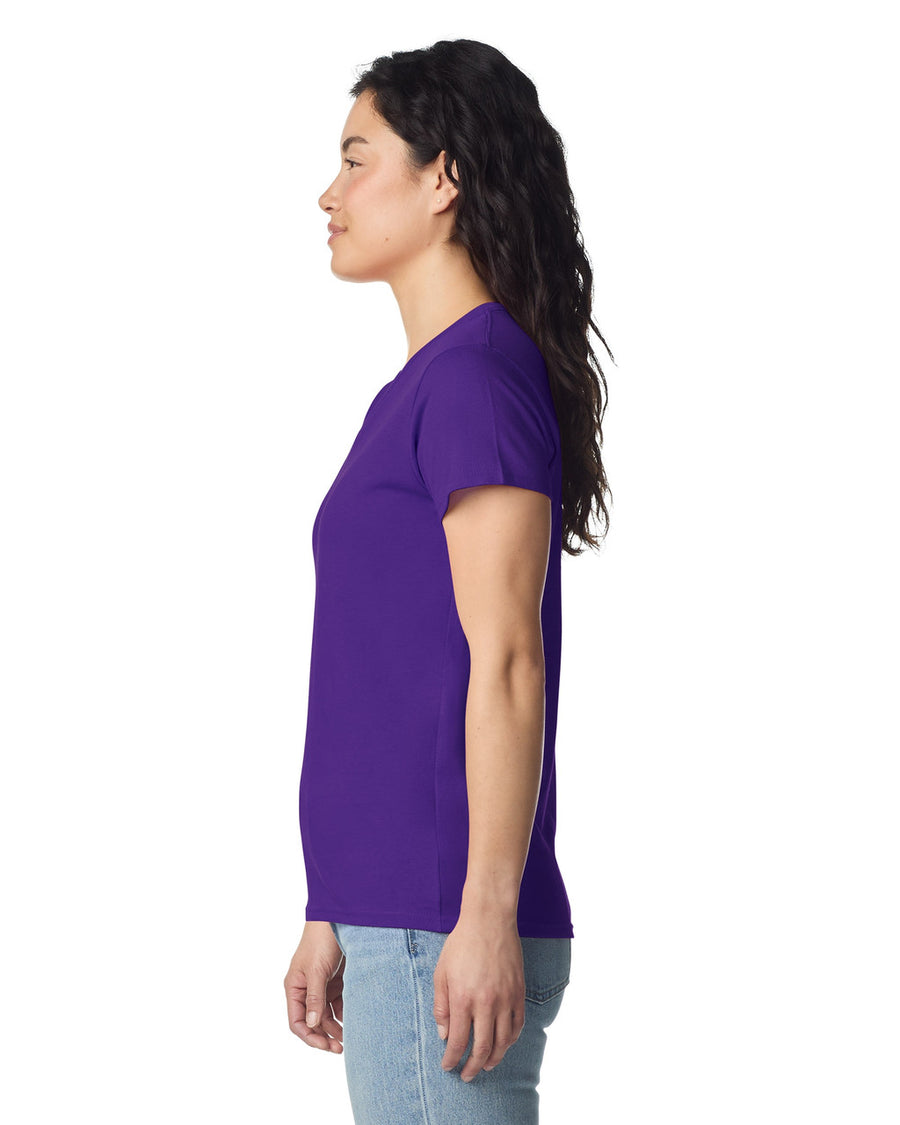 Gildan 5V00L Women's Heavy Cotton V-Neck T-Shirt - Purple - model side