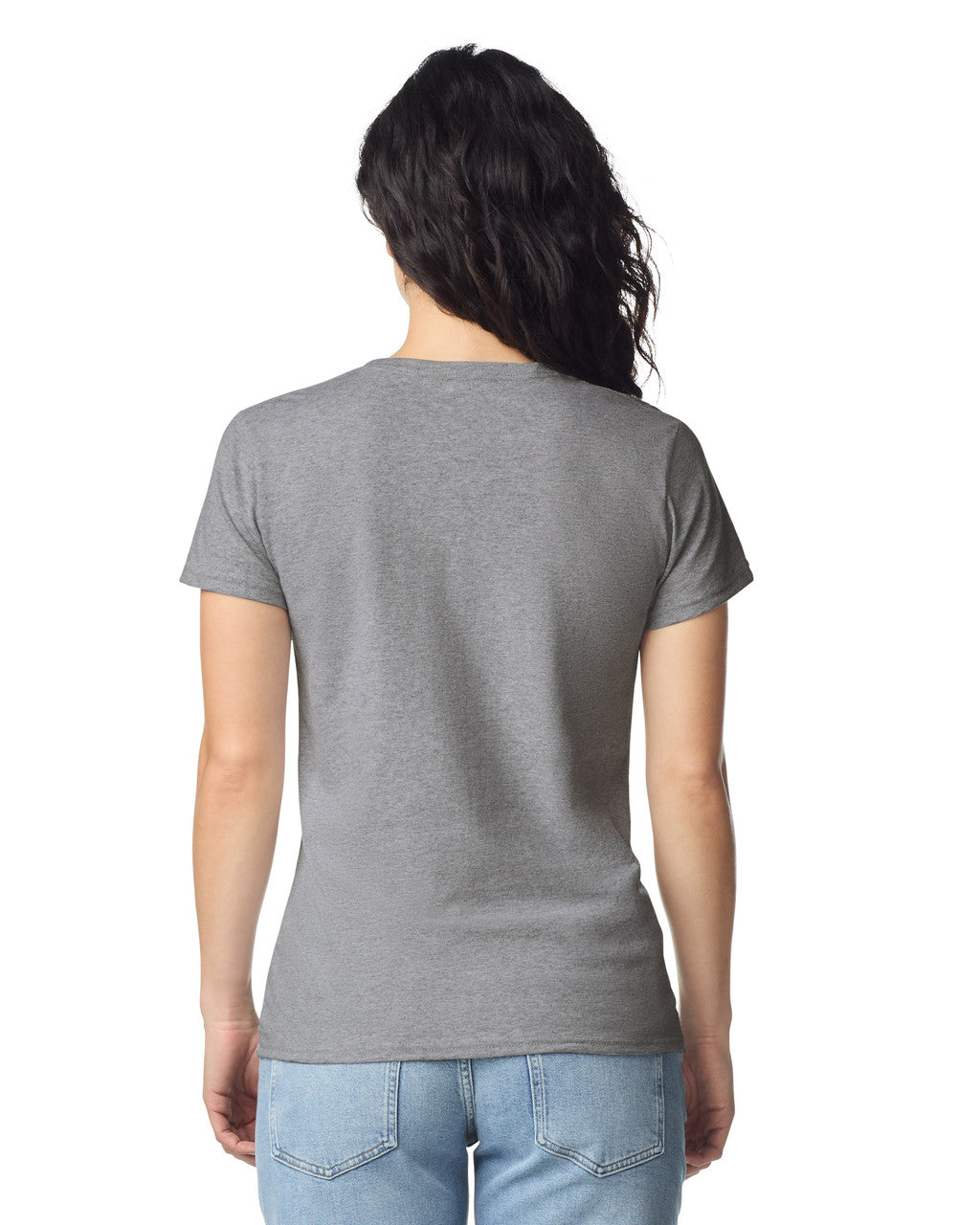 Gildan 5V00L Women's Heavy Cotton V-Neck T-Shirt - Sport Grey - model back