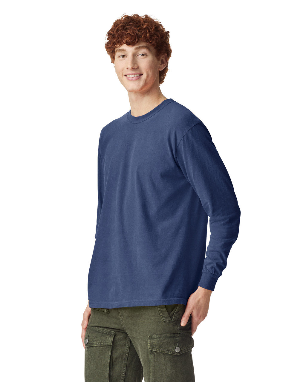 Comfort Colors 6014 Long Sleeve - China Blue - model side