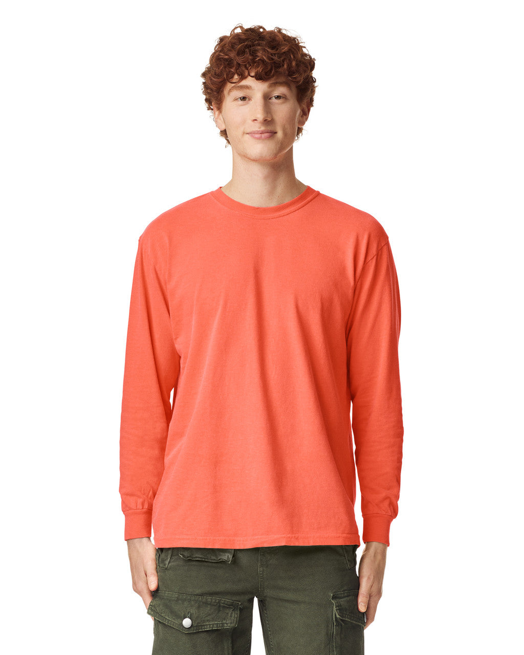 Comfort Colors 6014 Long Sleeve - Bright Salmon - model front