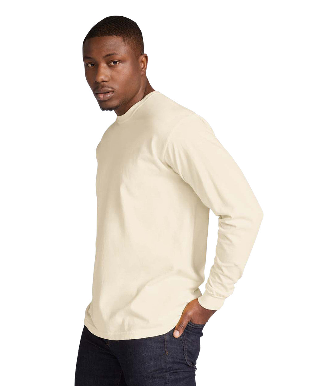 Comfort Colors 6014 Long Sleeve - Ivory - model side