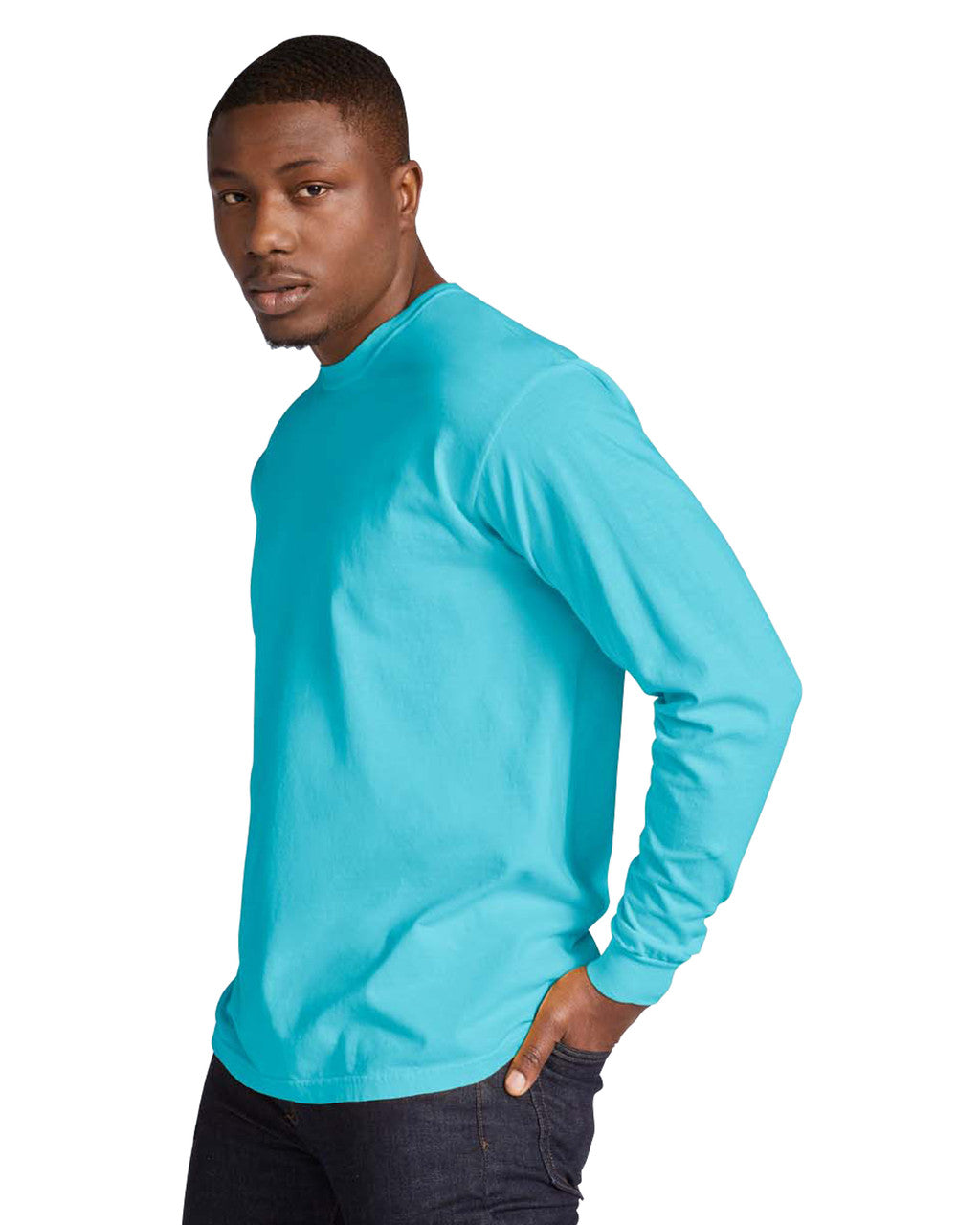 Comfort Colors 6014 Long Sleeve - Lagoon - model side