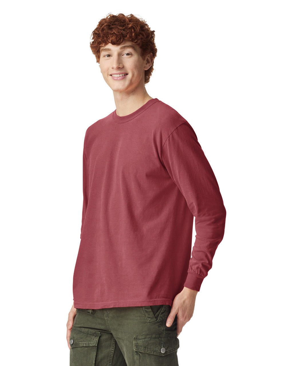 Comfort Colors 6014 Long Sleeve - Crimson - model side
