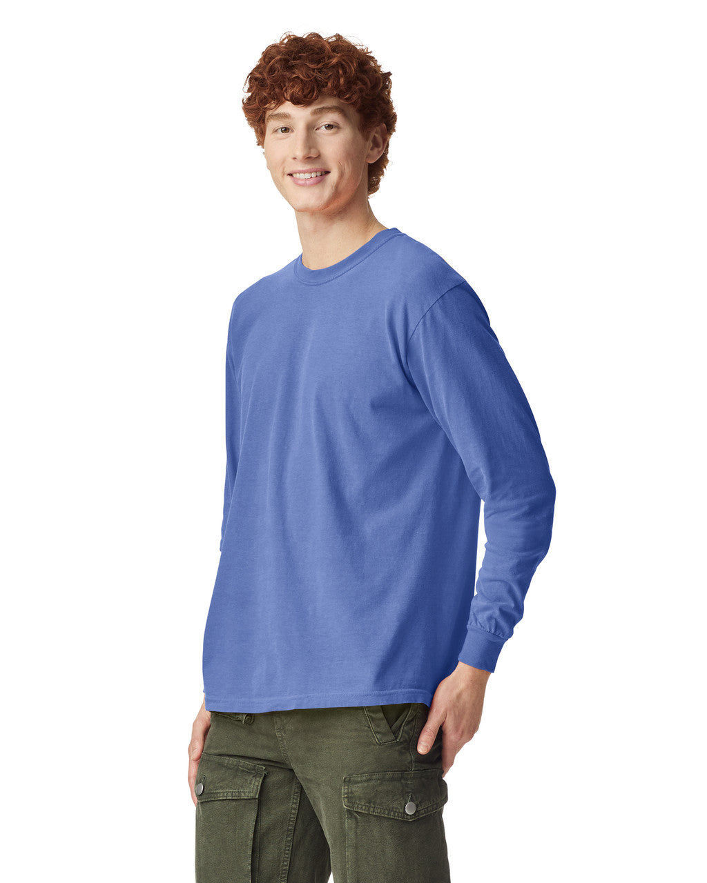 Comfort Colors 6014 Long Sleeve - Flo Blue - model side