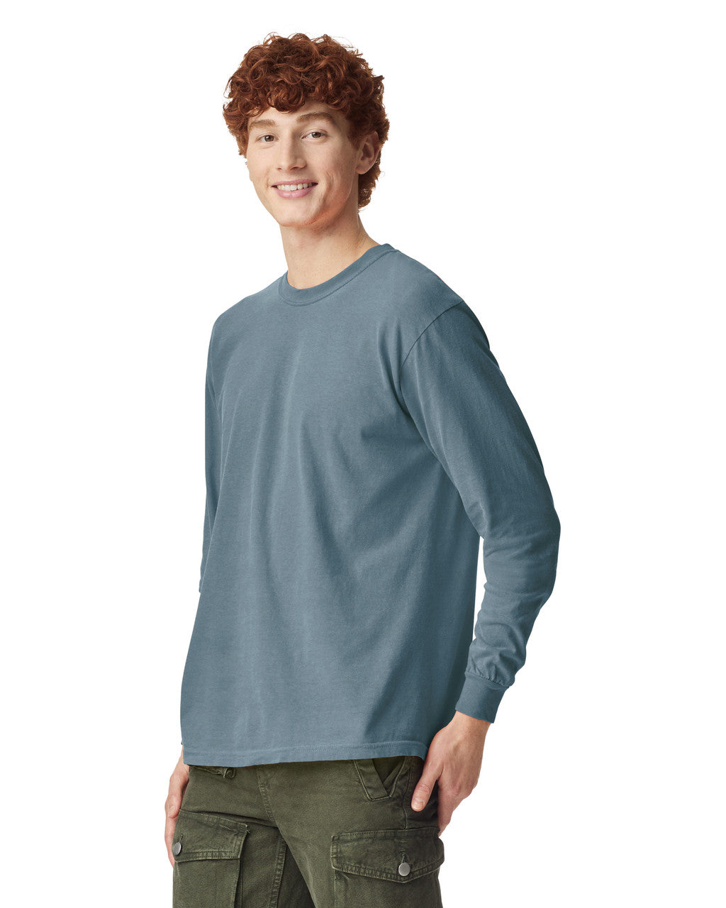 Comfort Colors 6014 Long Sleeve - Ice Blue - model side