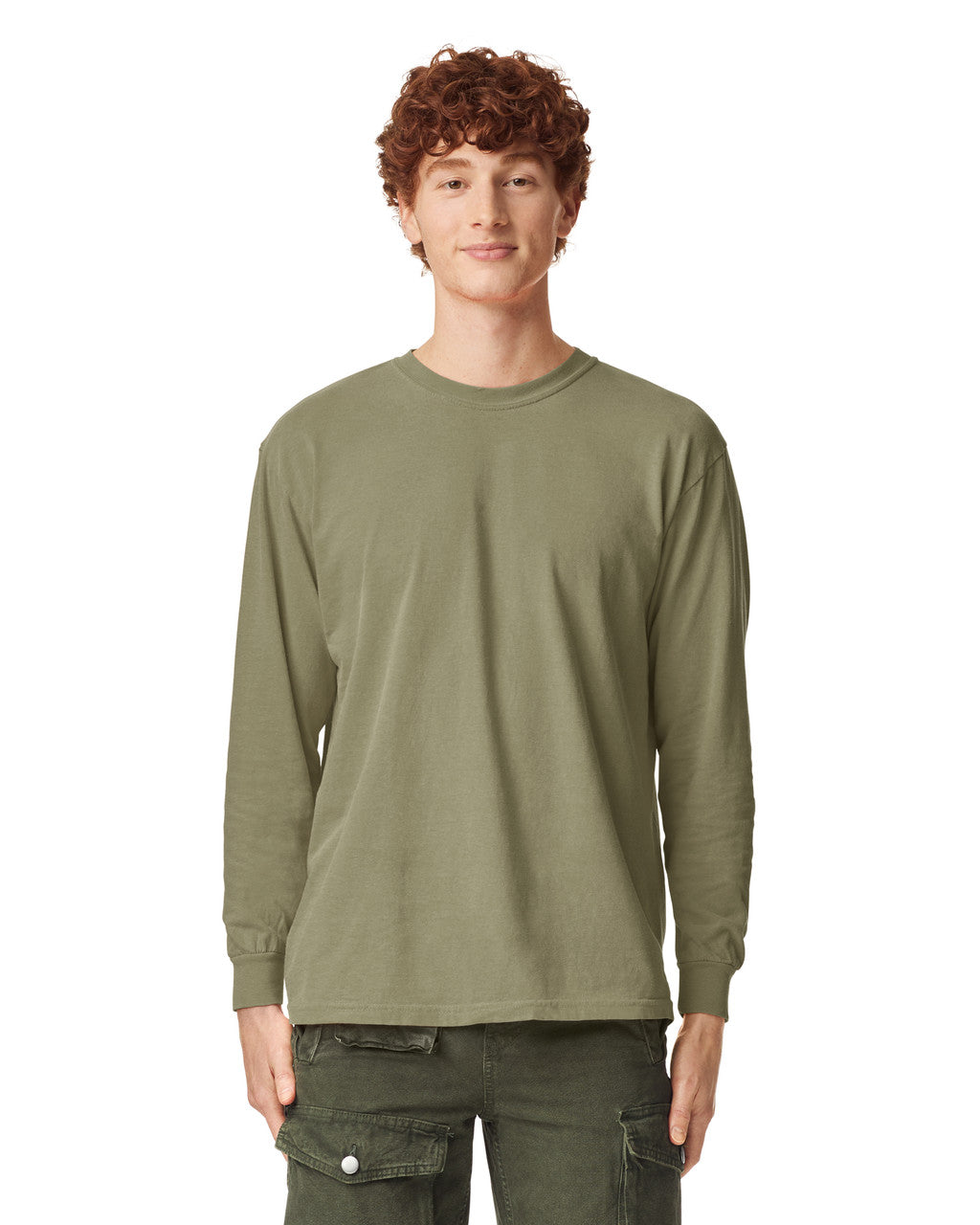 Comfort Colors 6014 Long Sleeve - Khaki - model front