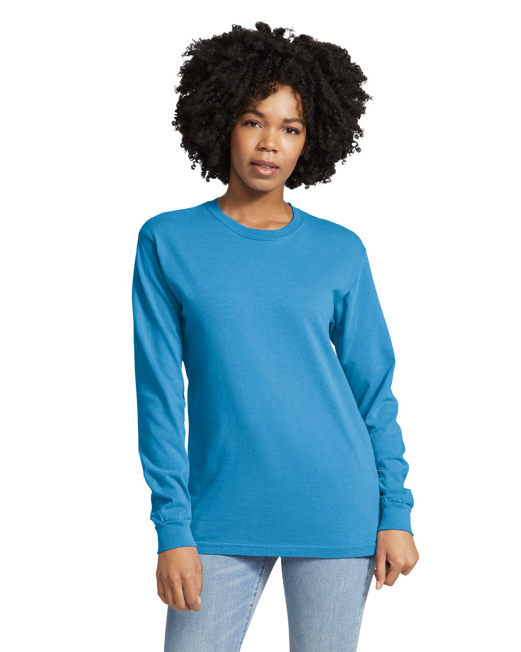 Comfort Colors 6014 Long Sleeve - Royal Caribe - model front