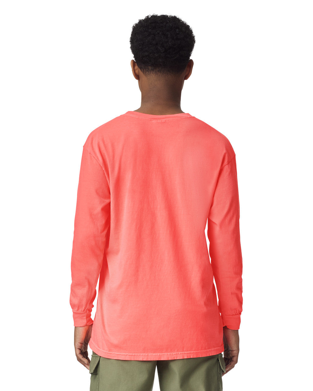 Comfort Colors 6014 Long Sleeve - Neon Red Orange - model back