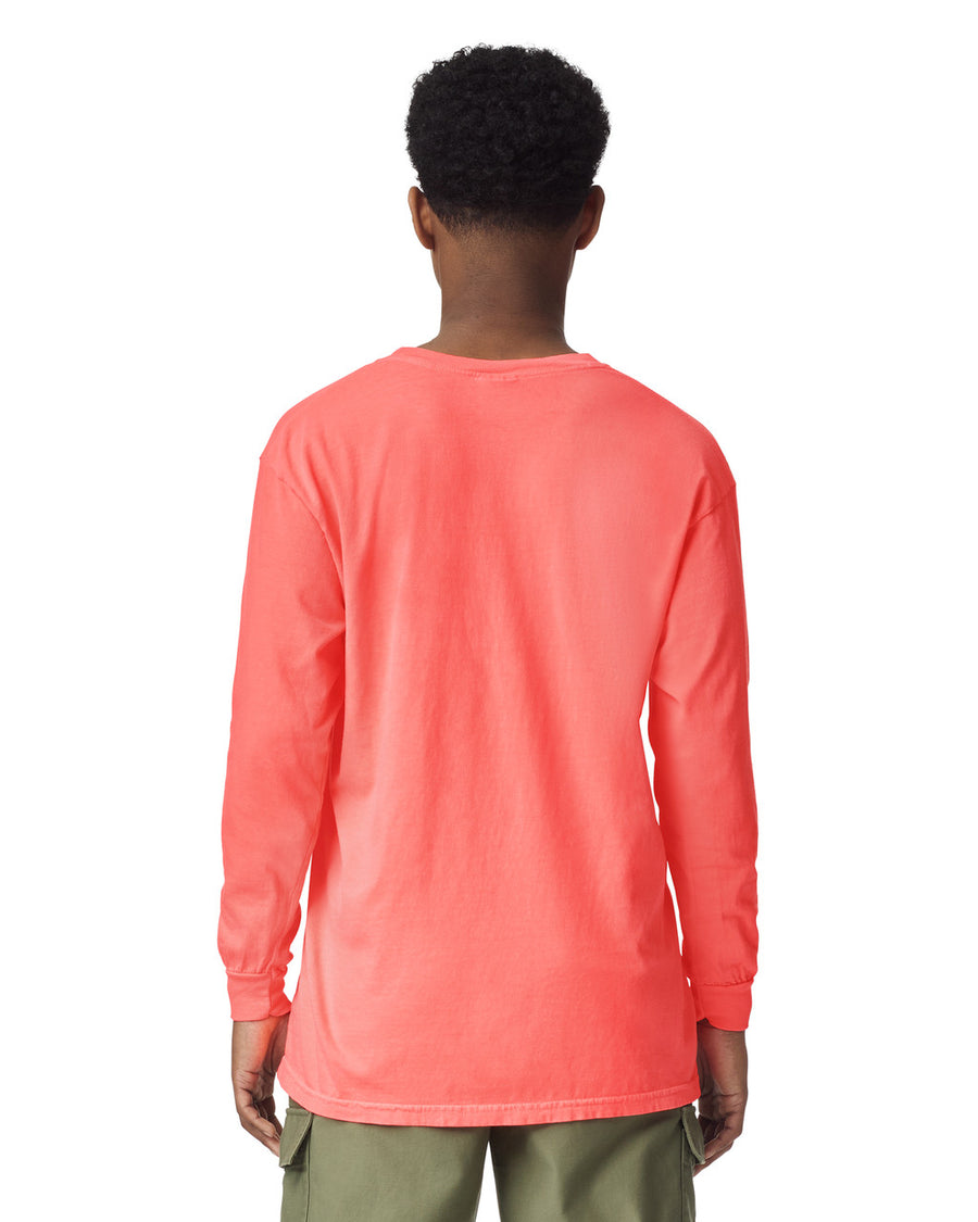 Comfort Colors 6014 Long Sleeve - Neon Red Orange - model back