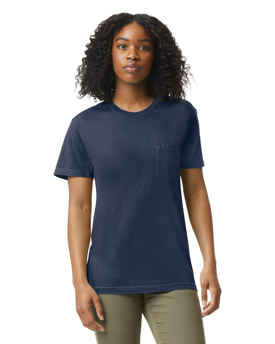 Comfort Colors 6030 Pocket Tee - China Blue - model front