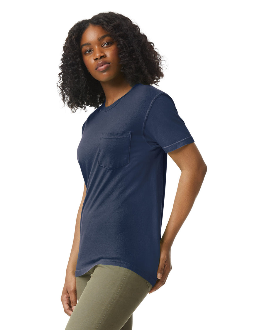 Comfort Colors 6030 Pocket Tee - China Blue - model side